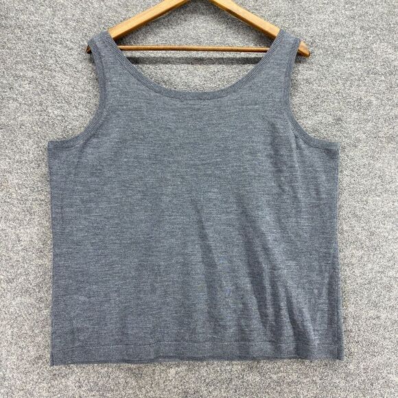 Talbots Vest Women 3X Plus Gray Knit Wool Sleeveless Round Neck Casual Solid - Picture 2 of 9
